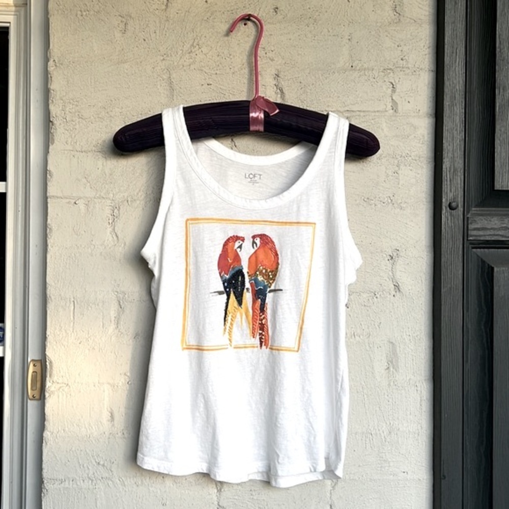 LOFT sequined parrot tank top